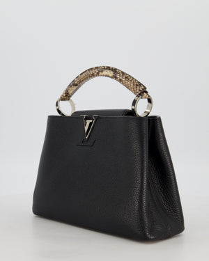 Louis Vuitton Black Capucines MM Python Handle MM Bag in Taurillon Leather with Silver Hardware