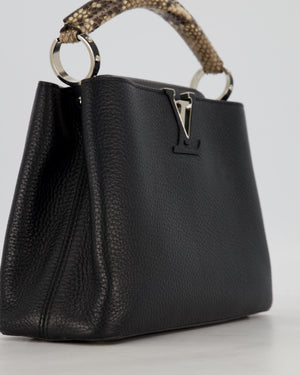 Louis Vuitton Black Capucines MM Python Handle MM Bag in Taurillon Leather with Silver Hardware