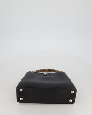 Louis Vuitton Black Capucines MM Python Handle MM Bag in Taurillon Leather with Silver Hardware