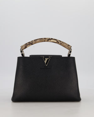 Louis Vuitton Black Capucines MM Python Handle MM Bag in Taurillon Leather with Silver Hardware