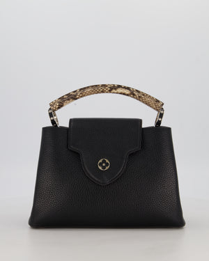 Louis Vuitton Black Capucines MM Python Handle MM Bag in Taurillon Leather with Silver Hardware