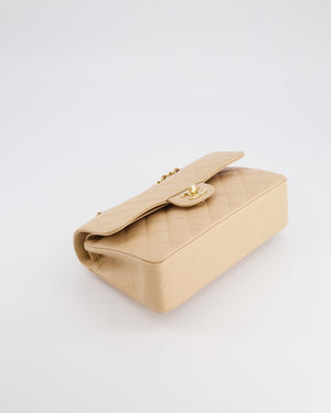 Chanel Small Classic Double Flap Bag in Beige Caviar Leather with Champagne Gold Hardware
