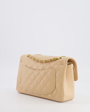 Chanel Small Classic Double Flap Bag in Beige Caviar Leather with Champagne Gold Hardware