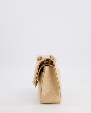 Chanel Small Classic Double Flap Bag in Beige Caviar Leather with Champagne Gold Hardware
