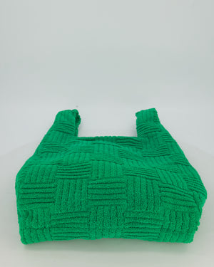 Bottega Veneta Green Woven Terry Cloth Tote Bag