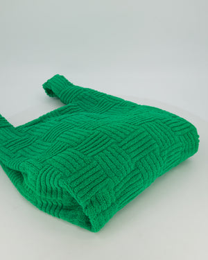 Bottega Veneta Green Woven Terry Cloth Tote Bag