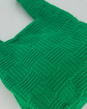 Bottega Veneta Green Woven Terry Cloth Tote Bag