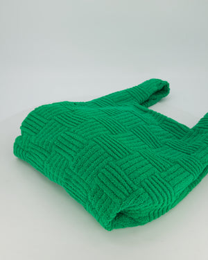 Bottega Veneta Green Woven Terry Cloth Tote Bag