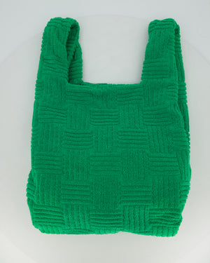 Bottega Veneta Green Woven Terry Cloth Tote Bag