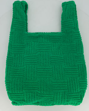 Bottega Veneta Green Woven Terry Cloth Tote Bag