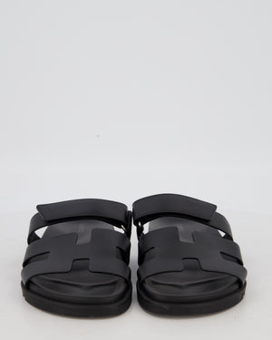 Hermès Black Men's Chypre Sandals in Calfskin Leather Size EU 41