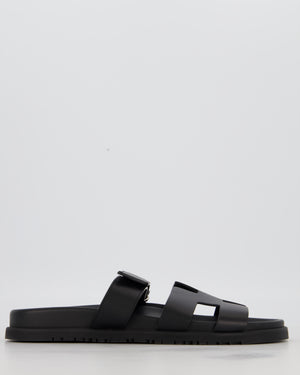 Hermès Black Men's Chypre Sandals in Calfskin Leather Size EU 41