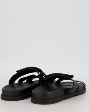 Hermès Black Men's Chypre Sandals in Calfskin Leather Size EU 41