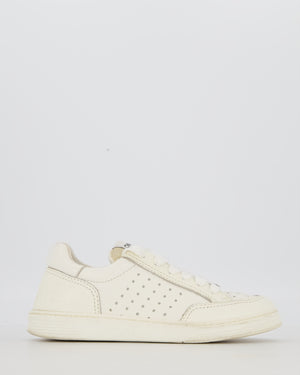 Chanel White Low Top Trainers in Perforated Calfskin Leather Size EU 36