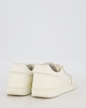 Chanel White Low Top Trainers in Perforated Calfskin Leather Size EU 36
