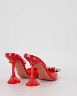Amina Muaddi Red PVC Begum Glass Pumps Shoes With Crystal Embellishment  Details Size EU 36.5