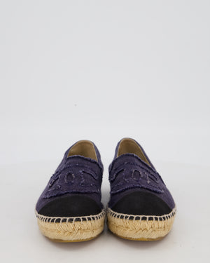 Chanel Black and Navy Denim Espadrilles CC Logo Size EU 39