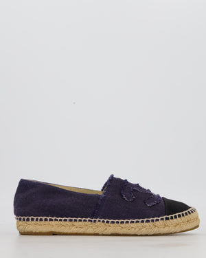 Chanel Black and Navy Denim Espadrilles CC Logo Size EU 39