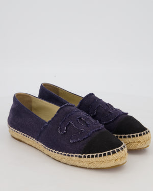 Chanel Black and Navy Denim Espadrilles CC Logo Size EU 39