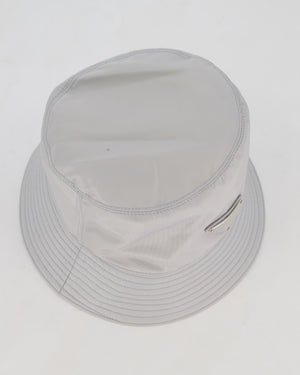 Prada Nylon Bucket Hat in Grey with Triangle Logo Detail RRP £520