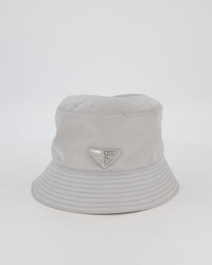 Prada Nylon Bucket Hat in Grey with Triangle Logo Detail RRP £520