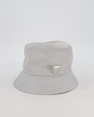 Prada Nylon Bucket Hat in Grey with Triangle Logo Detail RRP £520