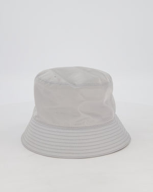 Prada Nylon Bucket Hat in Grey with Triangle Logo Detail RRP £520