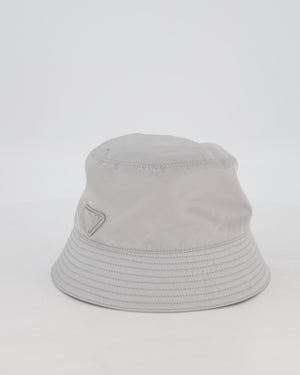 Prada Nylon Bucket Hat in Grey with Triangle Logo Detail RRP £520