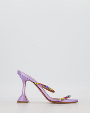 Amina Muaddi Gilda Rainbow Satin Mules with Crystals Size EU 36.5