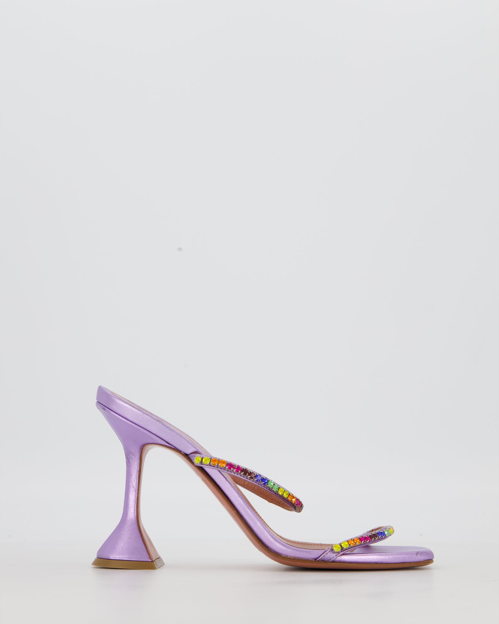 AMINA MUADDI35グラデーション ビジューミュール新品半額以下 Amina Muaddi Gilda Rainbow Satin Mules with Crystals Size EU 36.5