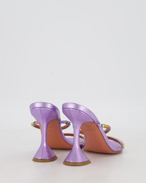 Amina Muaddi Gilda Rainbow Satin Mules with Crystals Size EU 36.5