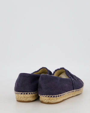 Chanel Black and Navy Denim Espadrilles CC Logo Size EU 39