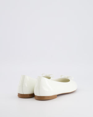 Dolce & Gabbana Kids White Patent Mary Jane Ballet Flats with Gold Logo Size 34 RRP £345