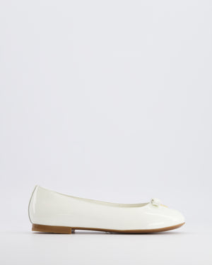 Dolce & Gabbana Kids White Patent Mary Jane Ballet Flats with Gold Logo Size 34 RRP £345