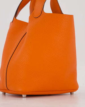 Hermès Picotin 18 Lock Bag in Feu Taurillon Clemence Leather with Palladium Hardware