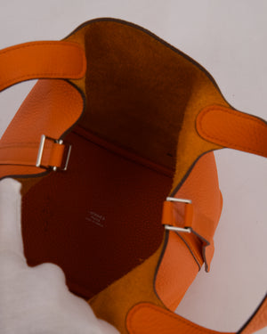 Hermès Picotin 18 Lock Bag in Feu Taurillon Clemence Leather with Palladium Hardware