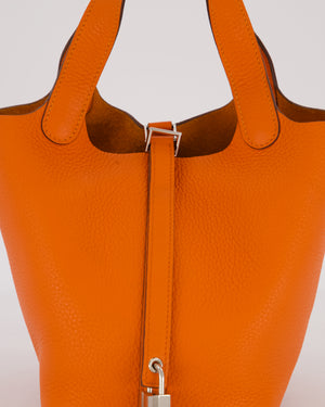 Hermès Picotin 18 Lock Bag in Feu Taurillon Clemence Leather with Palladium Hardware
