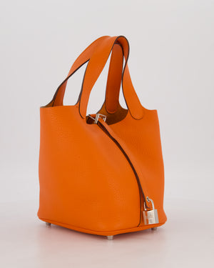 Hermès Picotin 18 Lock Bag in Feu Taurillon Clemence Leather with Palladium Hardware