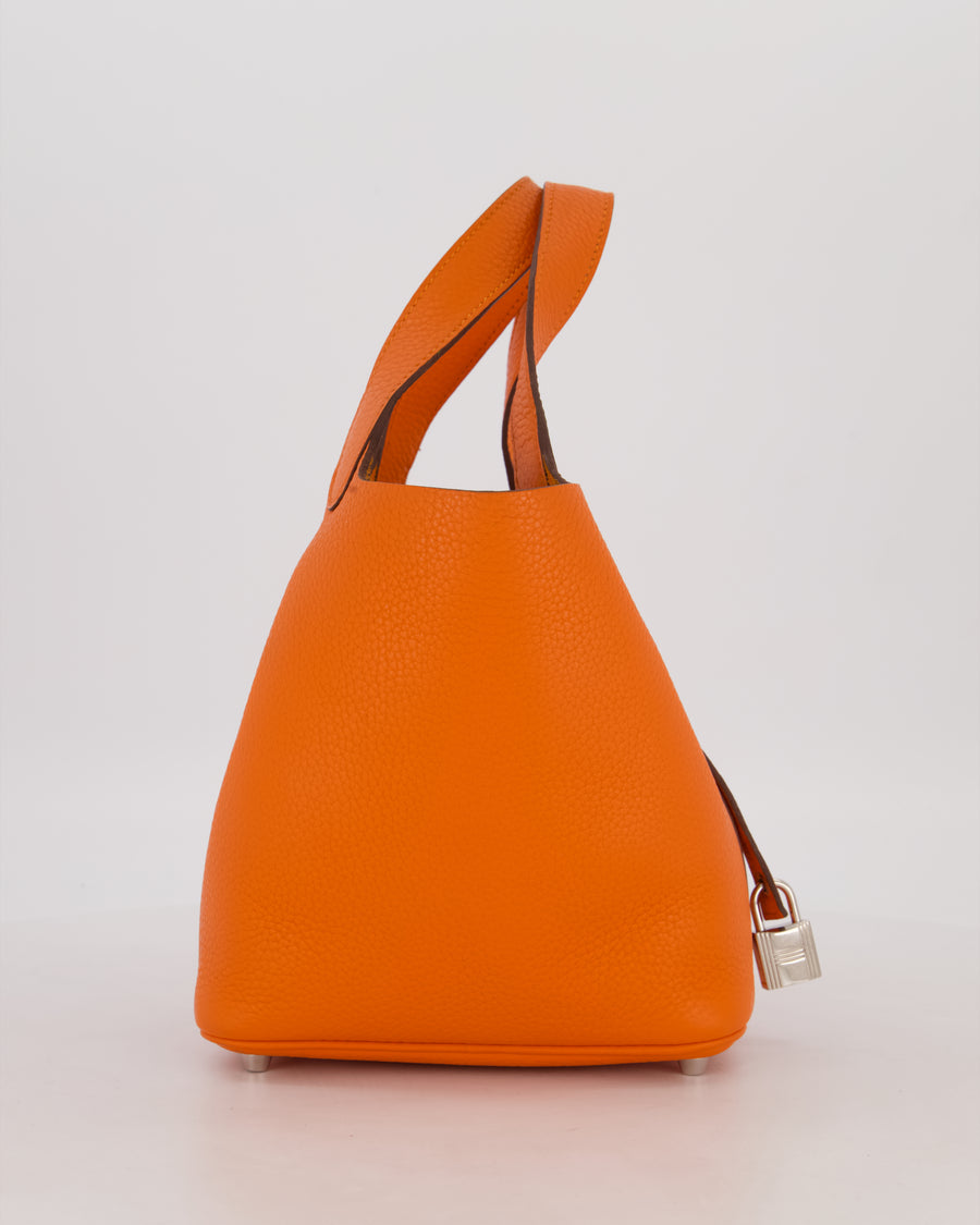 Hermès Picotin 18 Lock Bag in Feu Taurillon Clemence Leather with Palladium Hardware