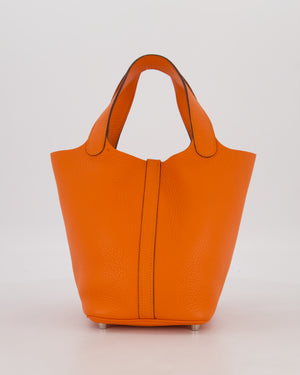 Hermès Picotin 18 Lock Bag in Feu Taurillon Clemence Leather with Palladium Hardware