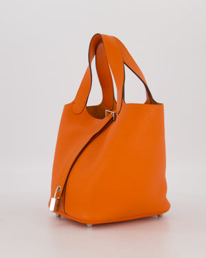 Hermès Picotin 18 Lock Bag in Feu Taurillon Clemence Leather with Palladium Hardware