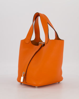 Hermès Picotin 18 Lock Bag in Feu Taurillon Clemence Leather with Palladium Hardware