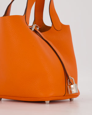 Hermès Picotin 18 Lock Bag in Feu Taurillon Clemence Leather with Palladium Hardware