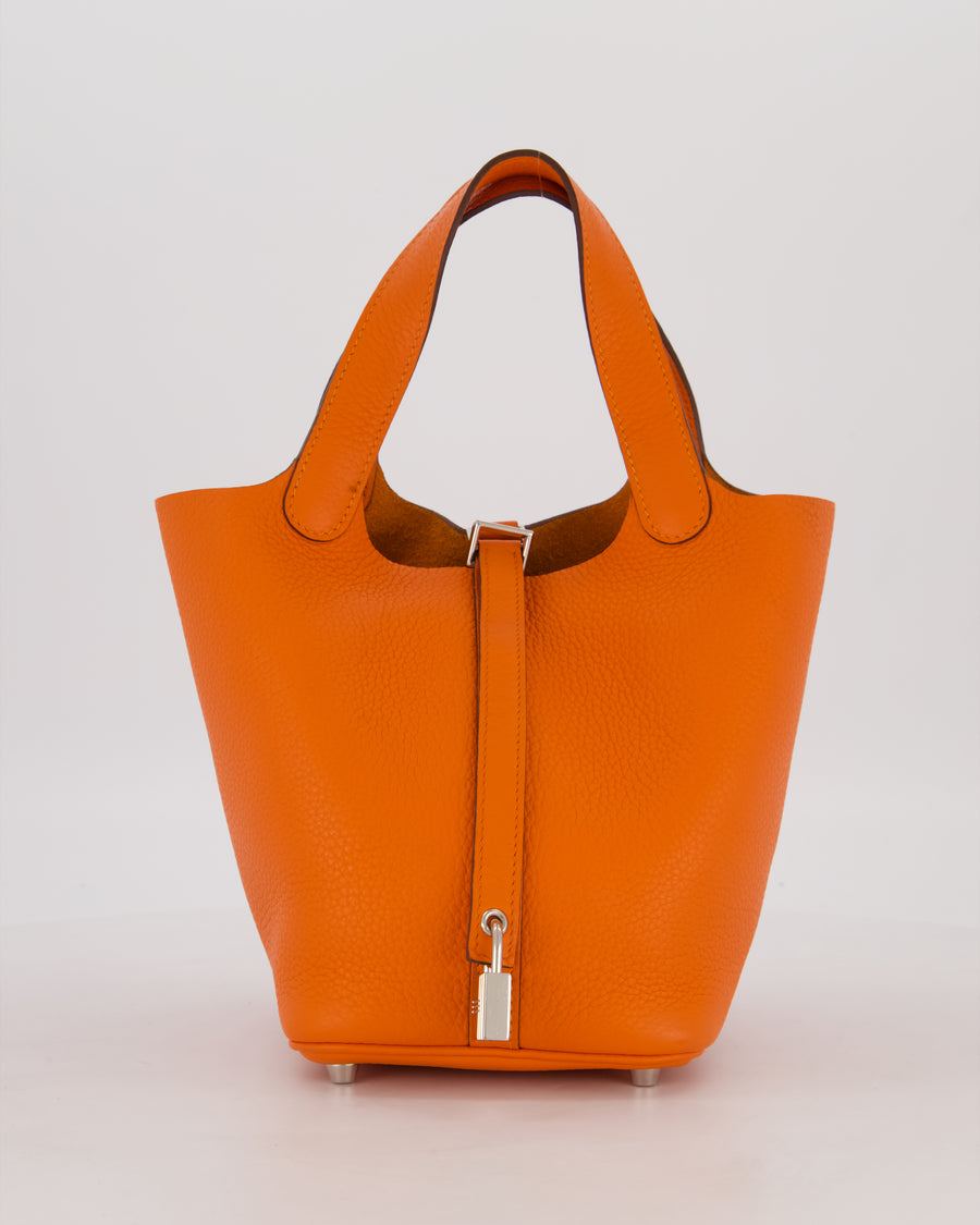 Hermès Picotin 18 Lock Bag in Feu Taurillon Clemence Leather with Palladium Hardware