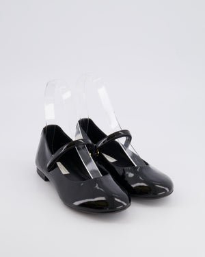 Dolce & Gabbana Kids Black Patent Mary Jane Ballet Flats with Gold Logo Size 34 RRP £345