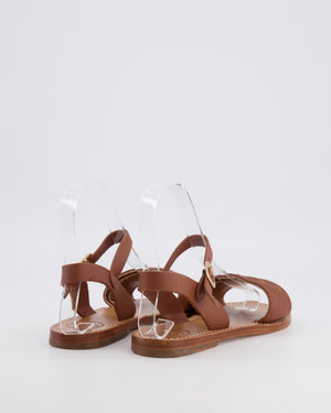 Chloé Kids Brown Leather Embroidered Logo Sandals Size 33 RRP £280
