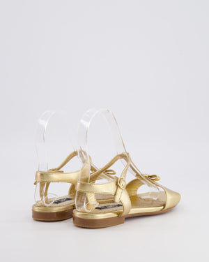 Dolce & Gabbana Kids Gold Leather Sandals with Gold Logo Size 33 RRP £335