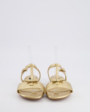Dolce & Gabbana Kids Gold Leather Sandals with Gold Logo Size 33 RRP £335