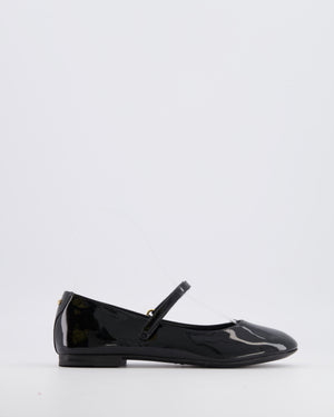 Dolce & Gabbana Kids Black Patent Mary Jane Ballet Flats with Gold Logo Size 34 RRP £345