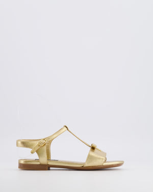 Dolce & Gabbana Kids Gold Leather Sandals with Gold Logo Size 33 RRP £335